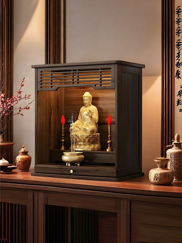 Small Altar for Home Use, Non-Solid Wood, for Worshiping Guanyin Buddha, God of Wealth, and Bodhisattva