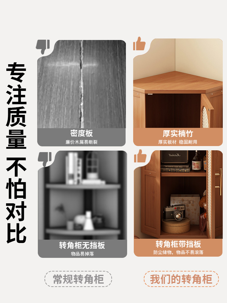 Corner Storage Rack for Living Room, Home Use, Retro Corner Storage Cabinet, Non-Solid Wood, Multi-Functional Corner Cabinet, Miscellaneous Storage Cabinet