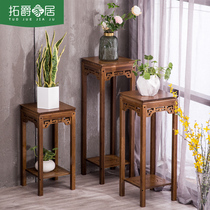 Tuojue living room Chinese flower rack Balcony shelf Multi-layer floor-to-ceiling flower pot rack Antique vintage flower table flower rack