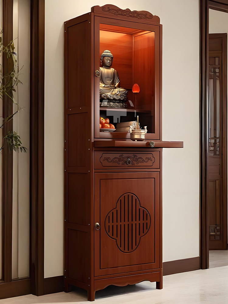New Chinese-Style Standing Cabinet for Worshiping Buddha, God of Wealth, Incense Table, Non-Solid Wood Rural Hall House Guanyin Buddha Statue Worship Stand