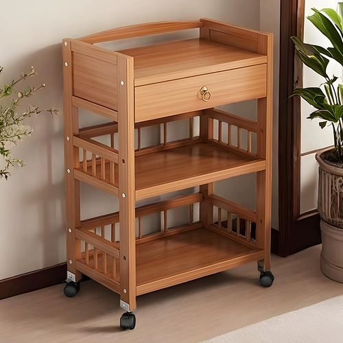 Тележка для домашнего использования, универсальная простая система хранения из натурального дерева