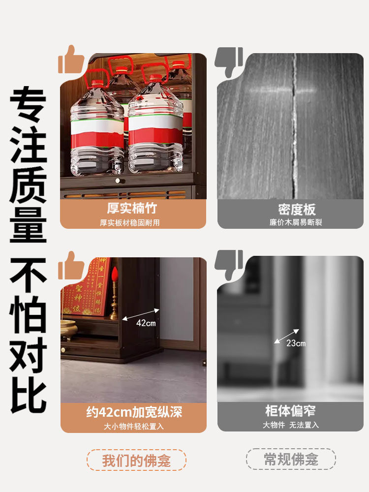 Small Altar for Home Use, Non-Solid Wood, for Worshiping Guanyin Buddha, God of Wealth, and Bodhisattva