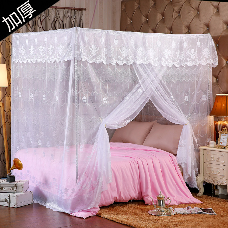 Single mosquito net yarn old fashioned without bracket Home Encryption thickened square top traditional single door 1 5 m 1 8m bed 1 2