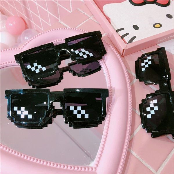 Mosaic glasses photo decoration net red props sand sculpture funny social man pixel birthday funny sunglasses