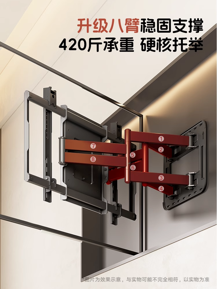 Ultra-Stable Tv Telescopic Mount Rotating Wall Bracket 7585100inch Suitable for Sony, Tcl, Samsung, Lg, Etc
