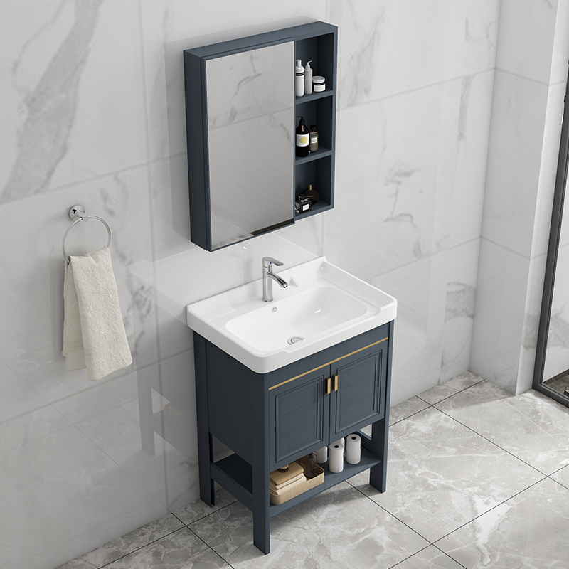 Space aluminum bathroom cabinet washbasin cabinet combination Small apartment one-piece wash basin Powder room wash countertop basin hand pool
