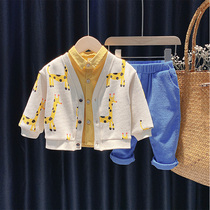 Baby spring set boy foreign gas three-piece set 1 one 3-year-old child spring and autumn handsome clothes childrens childrens spring clothes spring clothes