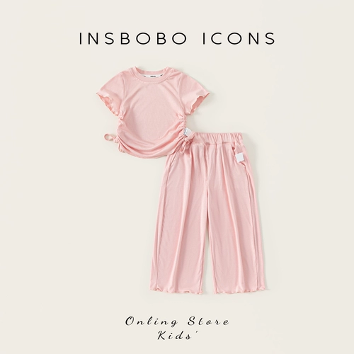 INSbobo Детский комплект для девочек, короткий рукав, детская одежда