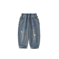 INSbobo boys autumn pants childrens 2024 new jeans casual spring and autumn girls trousers solid color