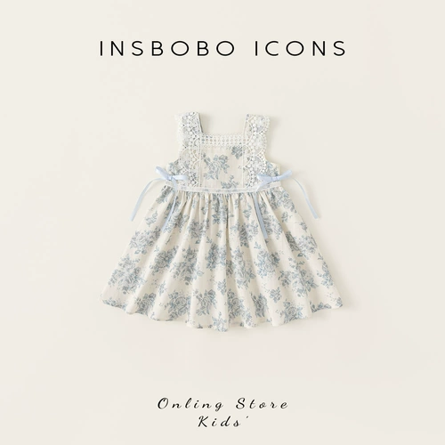 INSbobo Летнее платье, юбка, летняя одежда, детский наряд маленькой принцессы для девочек, в цветочек