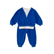 Boys Spring Clothes 2024 New Suit Childrens Sweater Fake Two-piece Set Girls Fashionable Clothes Sports and Leisure Clothes