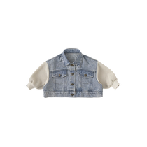 INSbobo childrens coat fashionable and versatile girls short coat spring 2024 new boys denim top