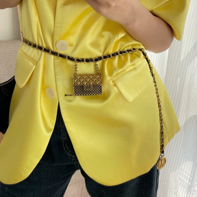 П pendant, золотой пояс на талии, стиль Chanel, интернет-знаменитость