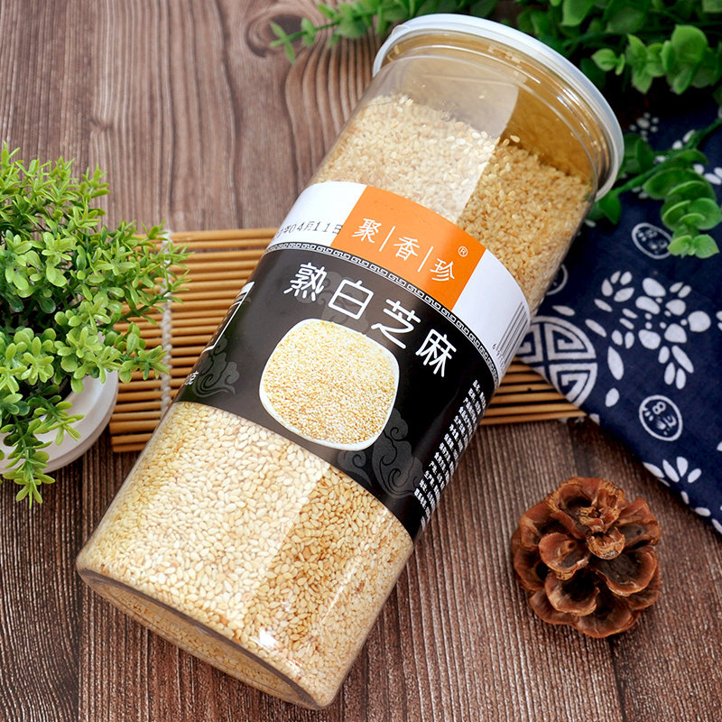 Fried original flavor peeling white sesame seasoning household bottled 500g cooked white sesame open-mouth ready-to-eat leave-in-place baked canned