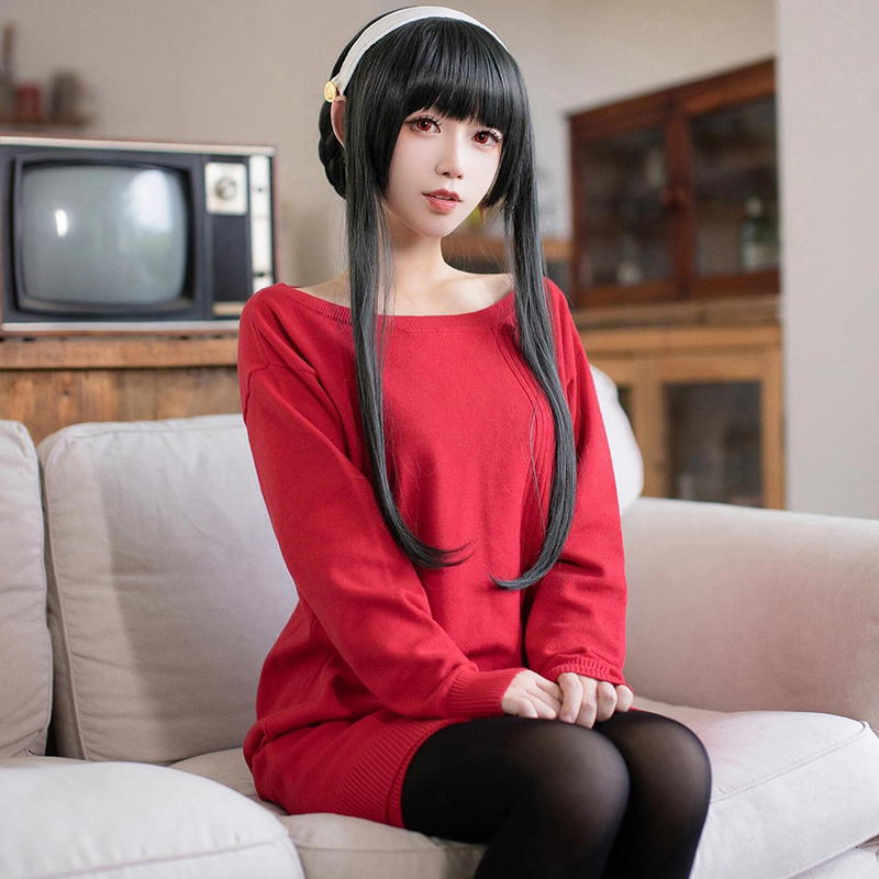 Two-Dimensional Spy Role-Playing Costume, Yor Forger Red Sweater, Blair Cosplay Loungewear