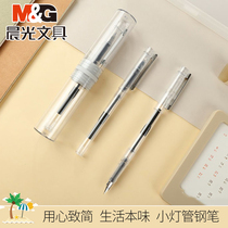 M&G morning light morning light stationery This taste series small lighting tube pen transparent student minimalist hard pen Calligraphy Calligraphy pen 0 38EF Ming pointed fountain pen rotary suction ink V9001 single support