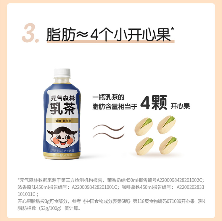 返15元气森林乳茶低糖低脂450ml*6