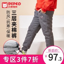 Boys and velvet pants with three layers of cotton padded padded cotton pants for childrens childrens sports pants to keep warm in winter