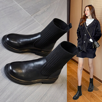 Boots children 2020 exploits in autumn and winter plus suede Martin boots Women Inn Wind Short boots Inn net red slim Skinny Socks Boots