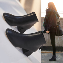 Female Boots 2020 Autumn Winter New Plus Suede Woman Shoes Coarse heel Martin boots Women Inn Wind Short boots Inn net red skinny boots