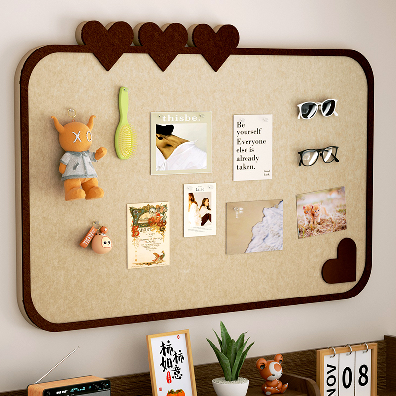 Felt Wall Stickers Photo Wall Background Board Felt Board Wall Hanging Cork Board Display Board Sticky Board Self-Adhesive Decorative Sticky Notes Company Honor Wall Culture Wall Kindergarten Bulletin Board Cute Hearts