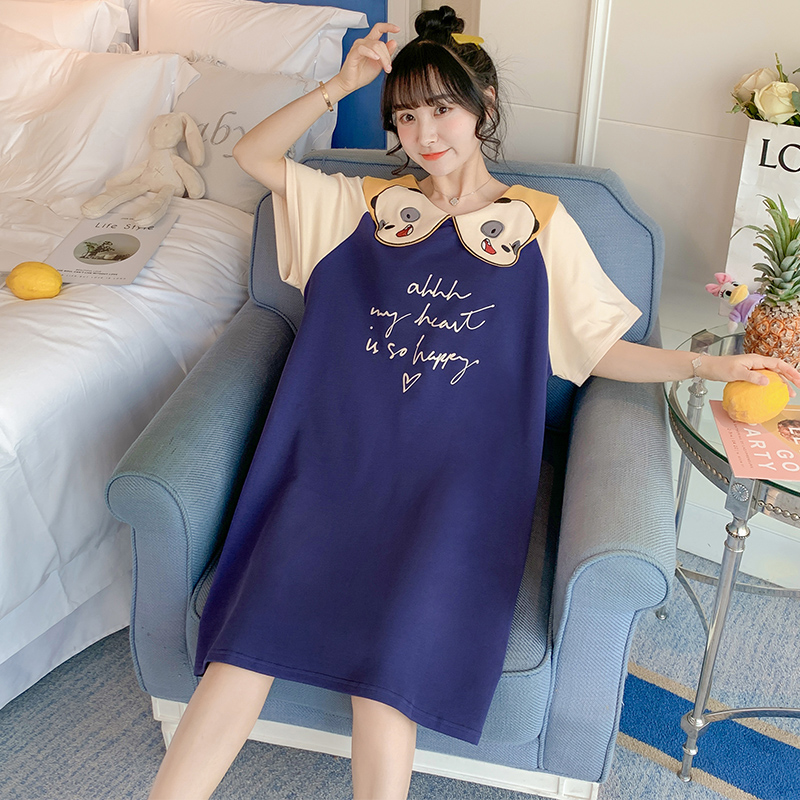 Pajama nữ mùa hè Hàn Quốc phiên bản của bông tinh khiết sinh viên ngọt công chúa gió lớn mã lỏng ròng váy ngủ màu đỏ có thể mặc quần áo về nhà.