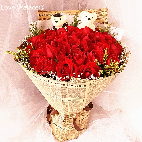 Подарочная коробка, цветочный магазин, розы, букет, Шанхай