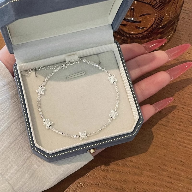 S999 Pure Silver Broken Silver Bracelet for Women, Simple and Versatile, High-End Silver-Plated Pure Silver Bangle, Gift for Girlfriend or Best Friend's Birthday