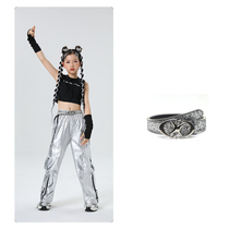 Childrens jazz dance accessories snap buckle belt womens ins style belt bright silver European and American fashion personality sequins versatile