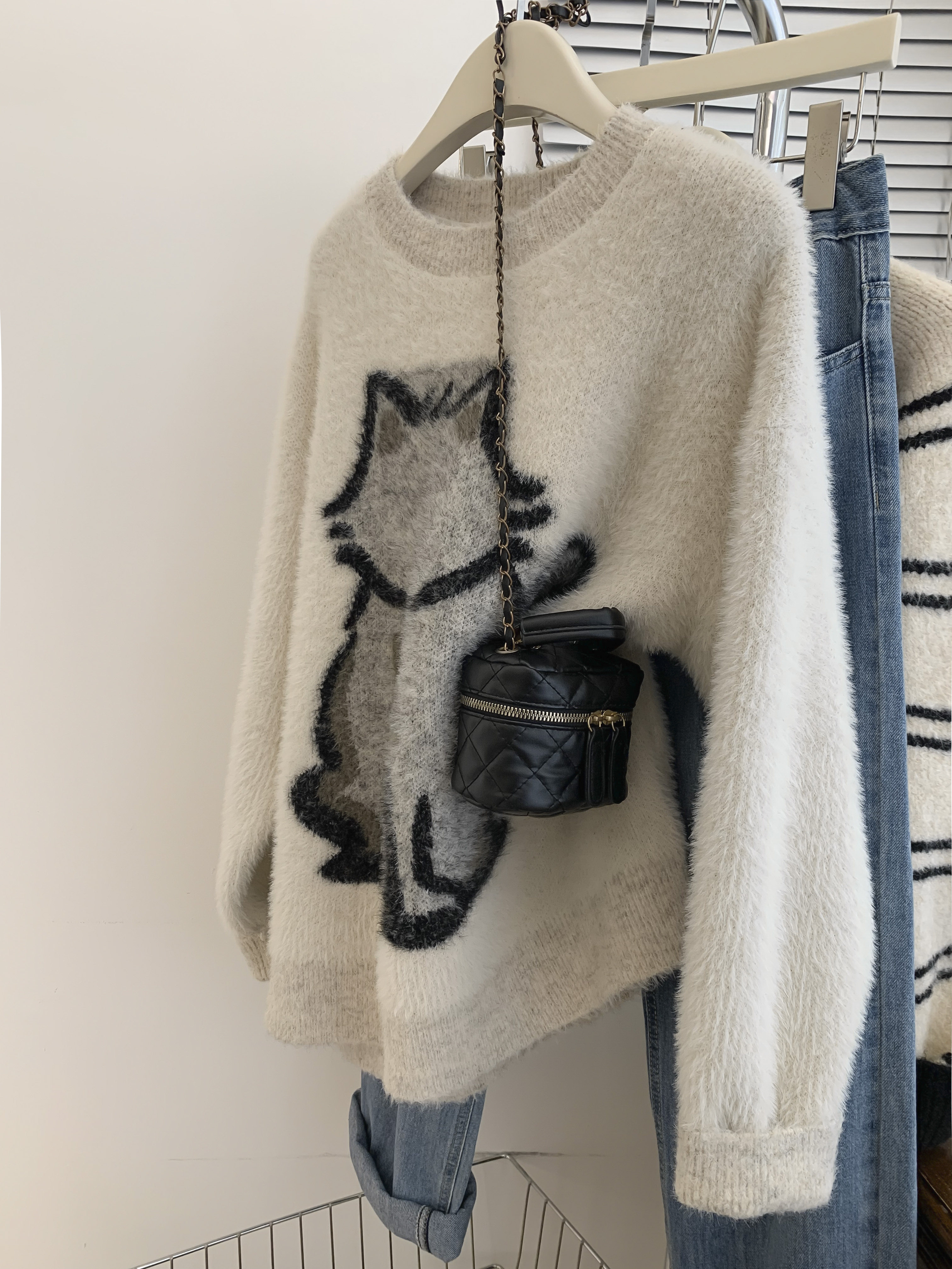 Water mink suede jacket head sweater female autumn winter thickened loose with lazy wind and small outside wearing superior sense overlooking-Taobao