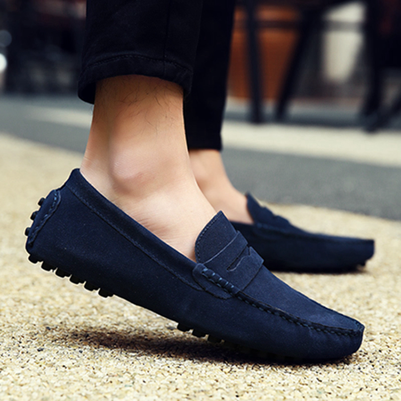 Men's shoes tide brand beanie shoes men's 2022 new frosted leather British one pedal lazy driving shoes large size plus velvet