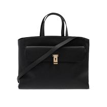 (Self-operated) Bally early autumn fashionable womens cowhide simple design black gold leather handbag 6308616
