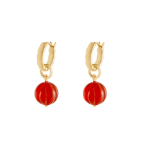(Self-operated) VITARING natural red agate earrings for women’s birth year red lantern earrings niche design