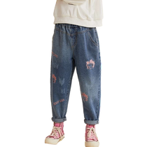 Betty Girl Boy Pants Childrens Gas Pants 2024 in the Big Child Spring Direct Jeans