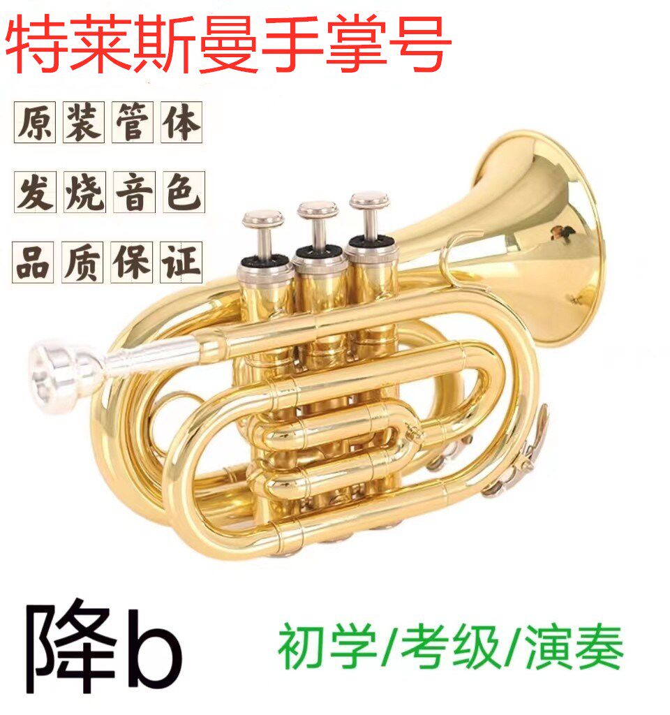 Drop-B-Tales Manpalm Number portable miniature pocket trumpet bronze pipe music beginner class performance of Bahaa-Taobao