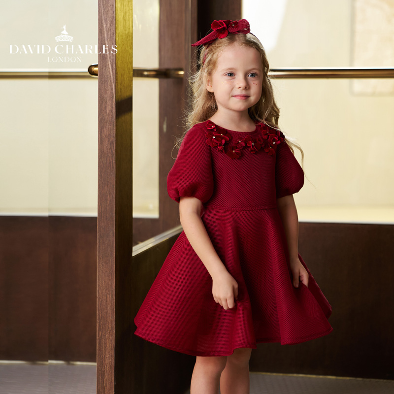 [United Kingdom] Davidcharles Girls' Spring Social Performance Clothing, Kidsren's Birthday Dress, Luxury Princess Dress