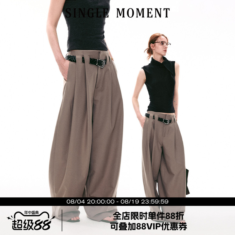 Single Moment 26Ss French-Style Pleated High-Waisted Loose Casual Versatile Slimming Long Pants Wide-Leg Pants for Women Single Moment 26Ss French-Style Pleated High-Waisted Loose Casual Versatile Slimming Long Pants Wide-Leg Pants for Women