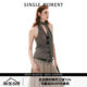 SINGLE MOMENT 26SS French retro simple slub halter neck slim sleeveless vest top for women