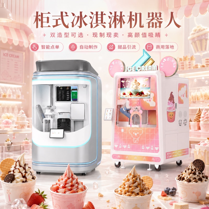Ice Cream Robot Fully Automatic Commercial Self-Service Mobile Unmanned Vending Machine Internet-Famous Ice Cream Cone Machine