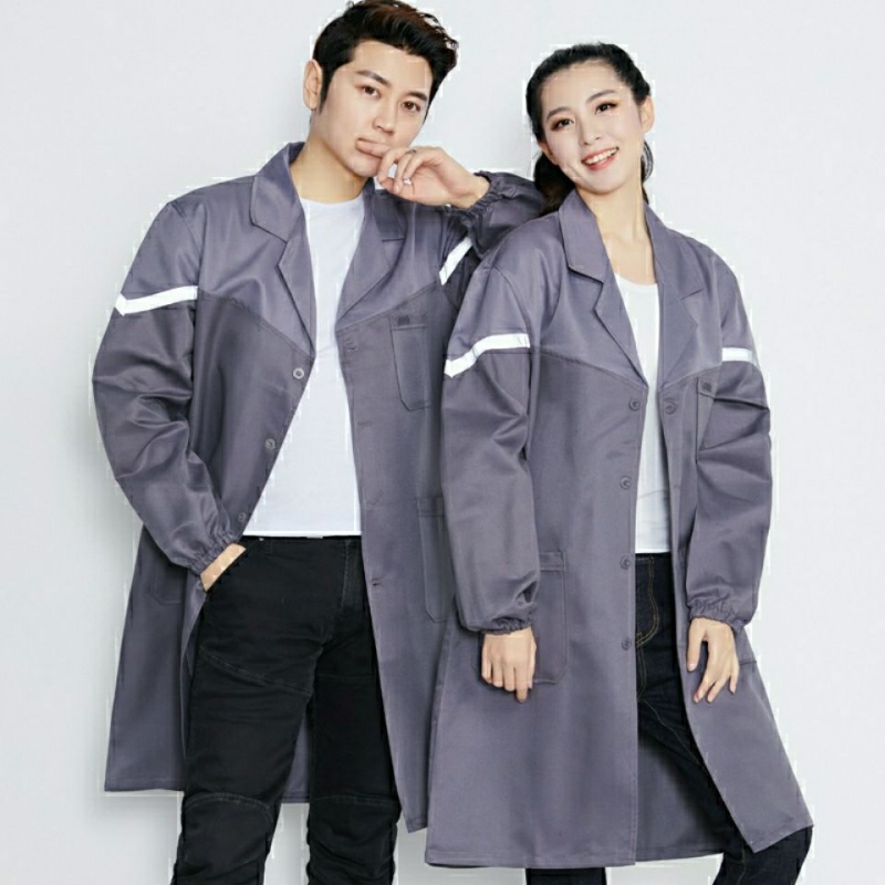 Blue long version of labor protection clothing coat work clothes men's dirt-resistant wear-resistant porter's smock white coat work clothes