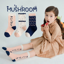 Girl Socks Spring Fall middle cylinder pure cotton thin all-cotton CUHK Childrens Long cylinder Sox cute princess male baby Han version