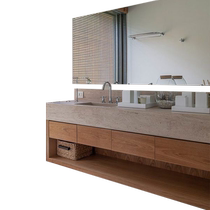 Travertine washbasin slate integrated basin Guangdong Foshan bathroom cabinet bathroom washbasin custom retro bathroom cabinet