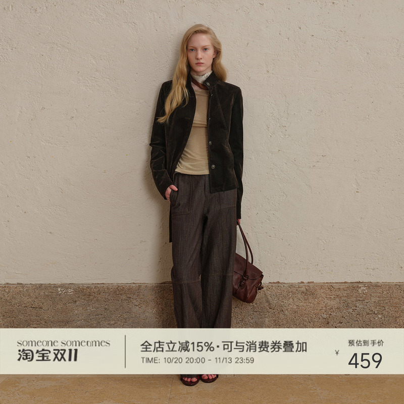 Someone Sometimes Stand-Up Collar Retro Metal Buckle Suede Jacket Washed Workwear Velvet Denim Jacket Someone Sometimes Stand-Up Collar Retro Metal Buckle Suede Jacket Washed Workwear Velvet Denim Jacket