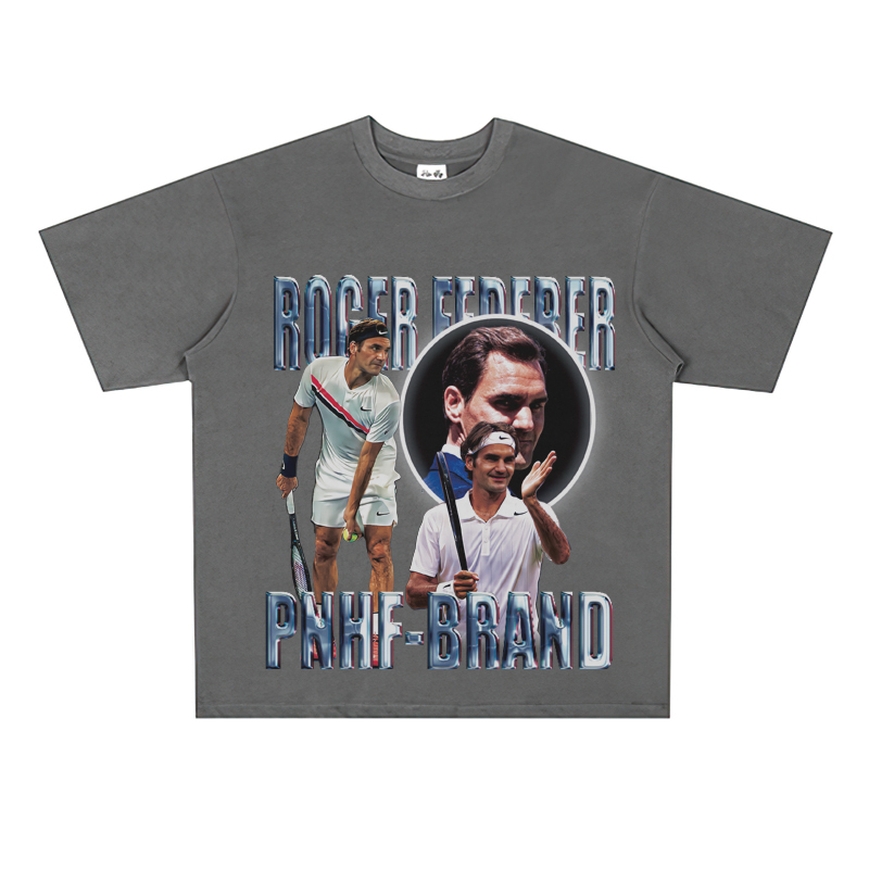 Tennis Player Roger Federer American-Style Loose Round-Neck T-Shirt Short Sleeves