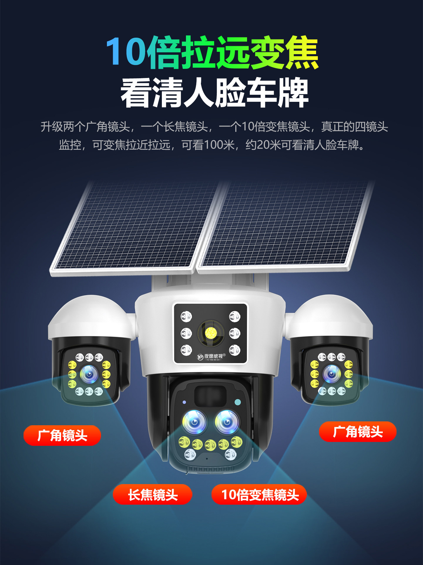 Solar-Powered Camera Monitor for Outdoor Use, 360-Degree Coverage Without Blind Spots, Remote Access Via Mobile Phone, No Electricity or Internet Required, Outdoor 4g Night Vision