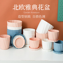 Flower pot Nordic minimalist plastic multimeat special price small clear cabin potted basin instrumental large number of resin gallons Nordic thickened
