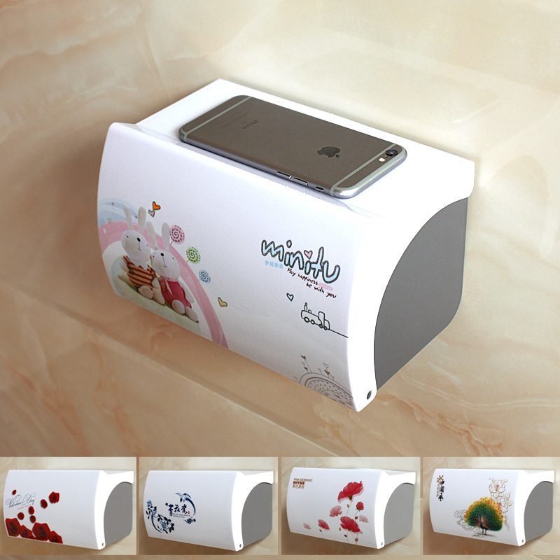 Roll-roll paper carton can be released mobile phone cute toilet tissue box waterproof free punching toilet rectangular dual use