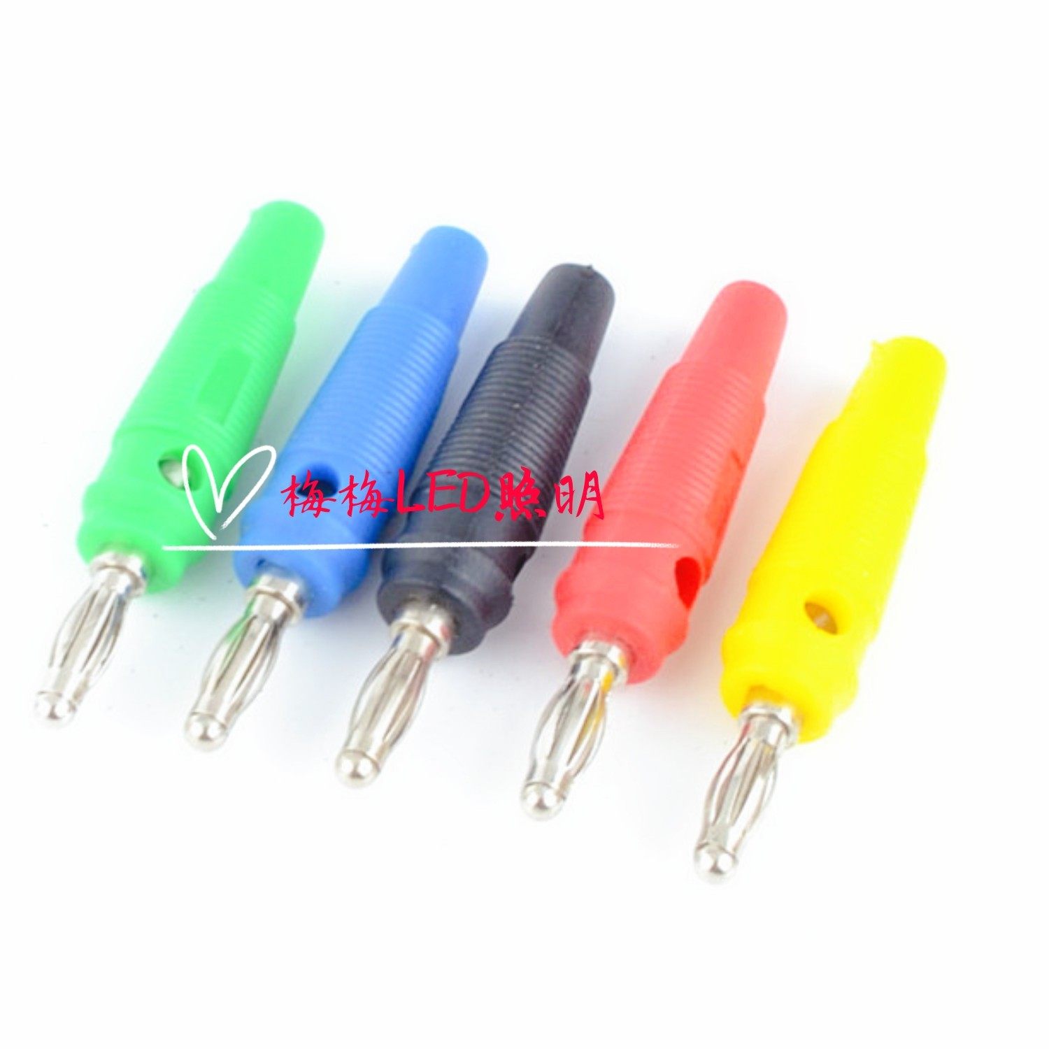 Welding-free 4mm Banana plug lamp cap four-page lamp cage type test plug non-slip soft rubber sleeve nickel-plated