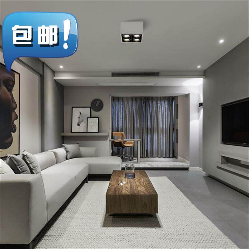 Living room No main lamp Lighting four-head and clear cylinder light led square Nordic home q with bucket-bile box spotlight suction-top