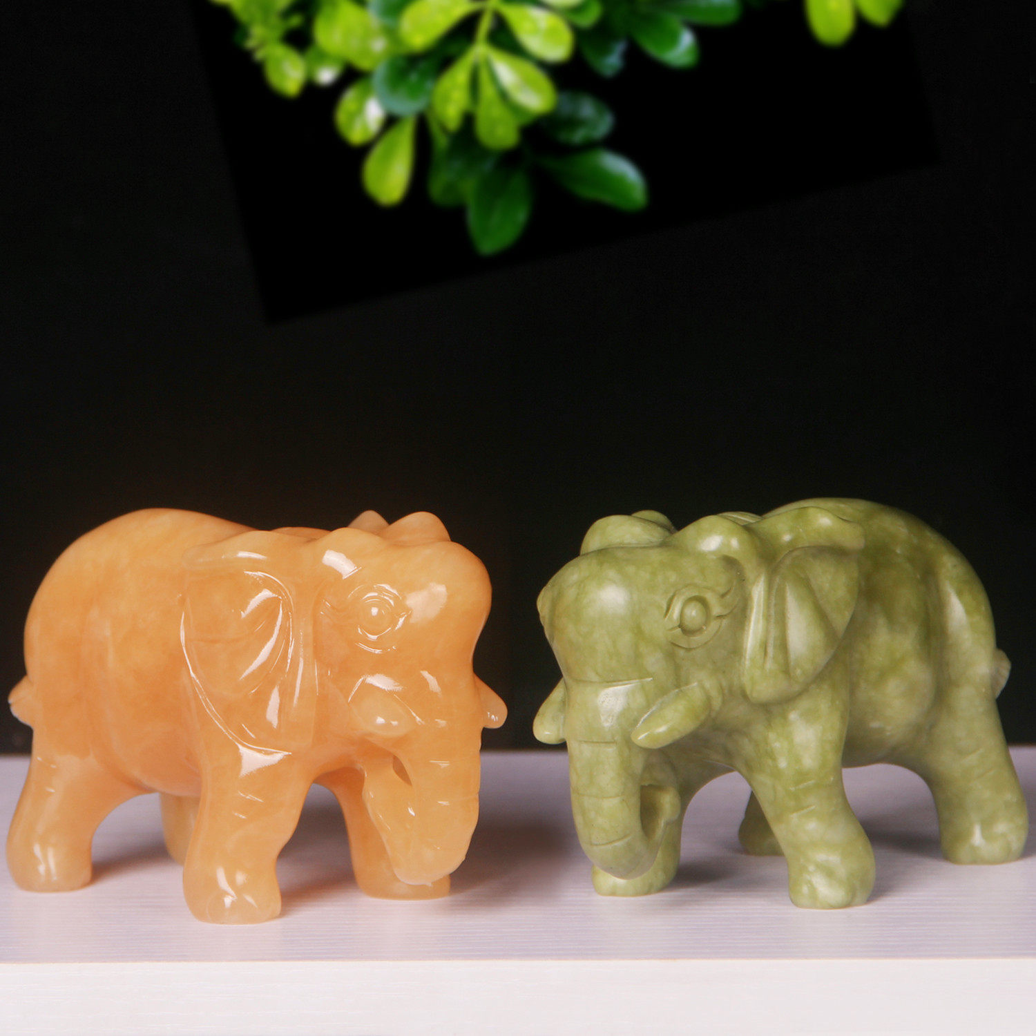 Natural Rice Topaz Elephant Living Room Home Decoration Jade Elephant Handicraft Feng Shui Jade Elephant Pair Ornament